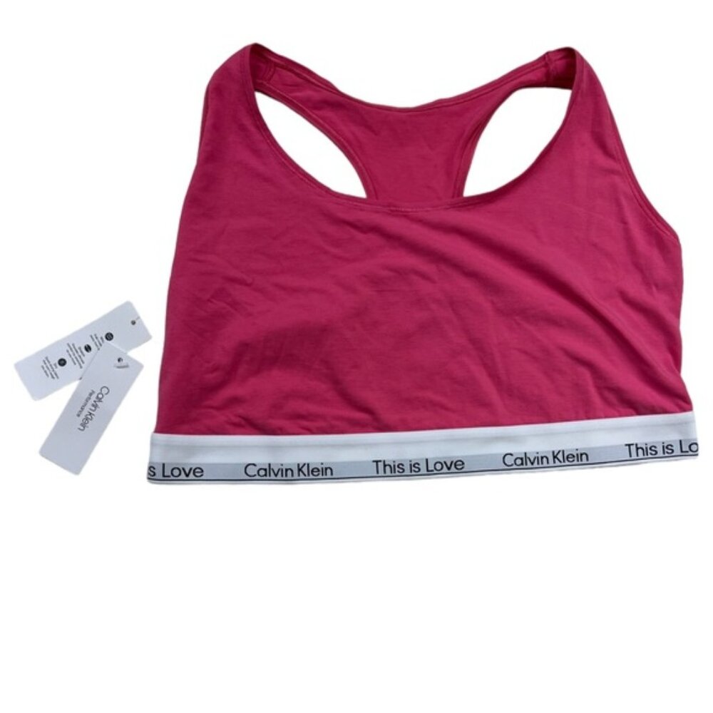 NEW Calvin Klein Pink Sz 3X 17" P2P Women's Cotton Unlined Racerback Bralette
